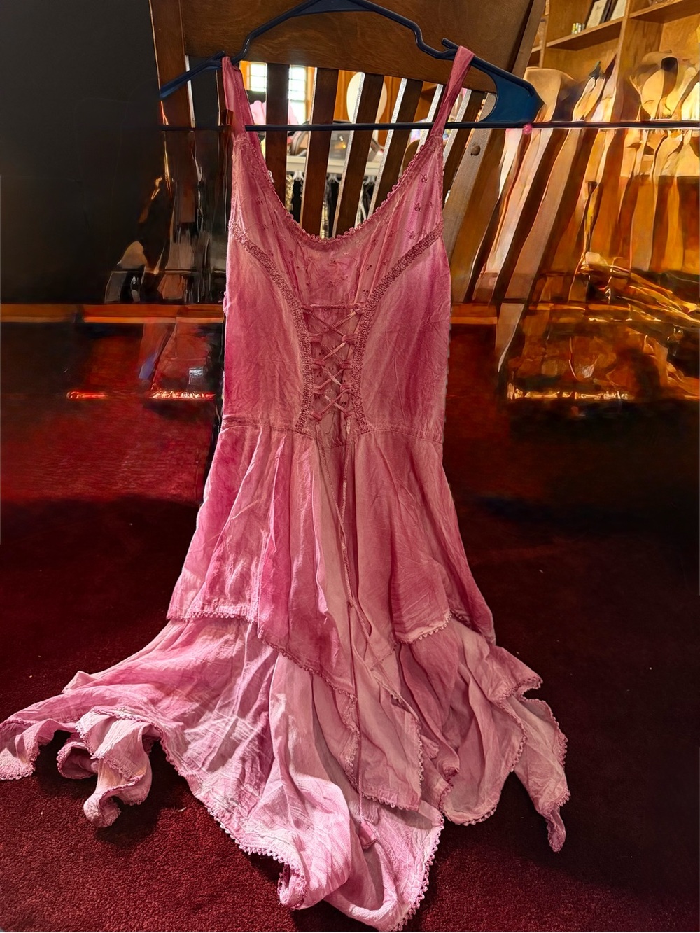 Lapogee NEW Romantic Lace-Up Pink Summer Dress